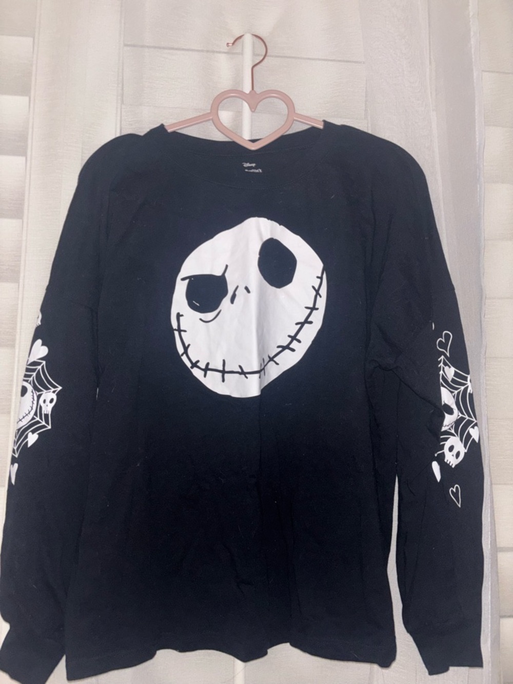 Disney Black Long-Sleeve Tee with White Jack Skellington Graphic